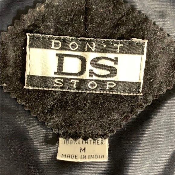 Vintage DS Don’t Stop western Leather Newsprint Vest medium patchwork women’s - Picture 5 of 7